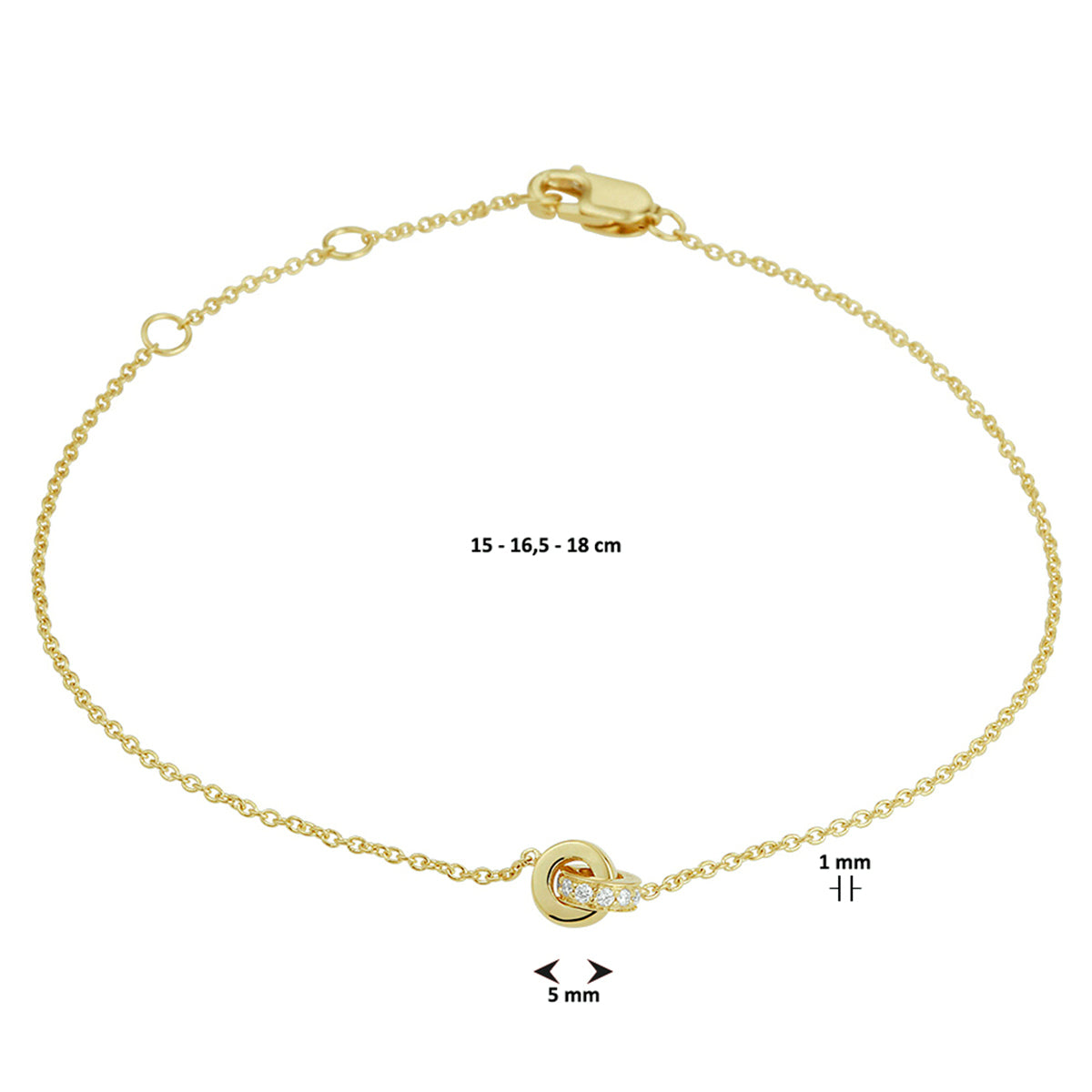 Armband diamant 0.05ct h si 15-16,5-18 cm 14k geelgoud
