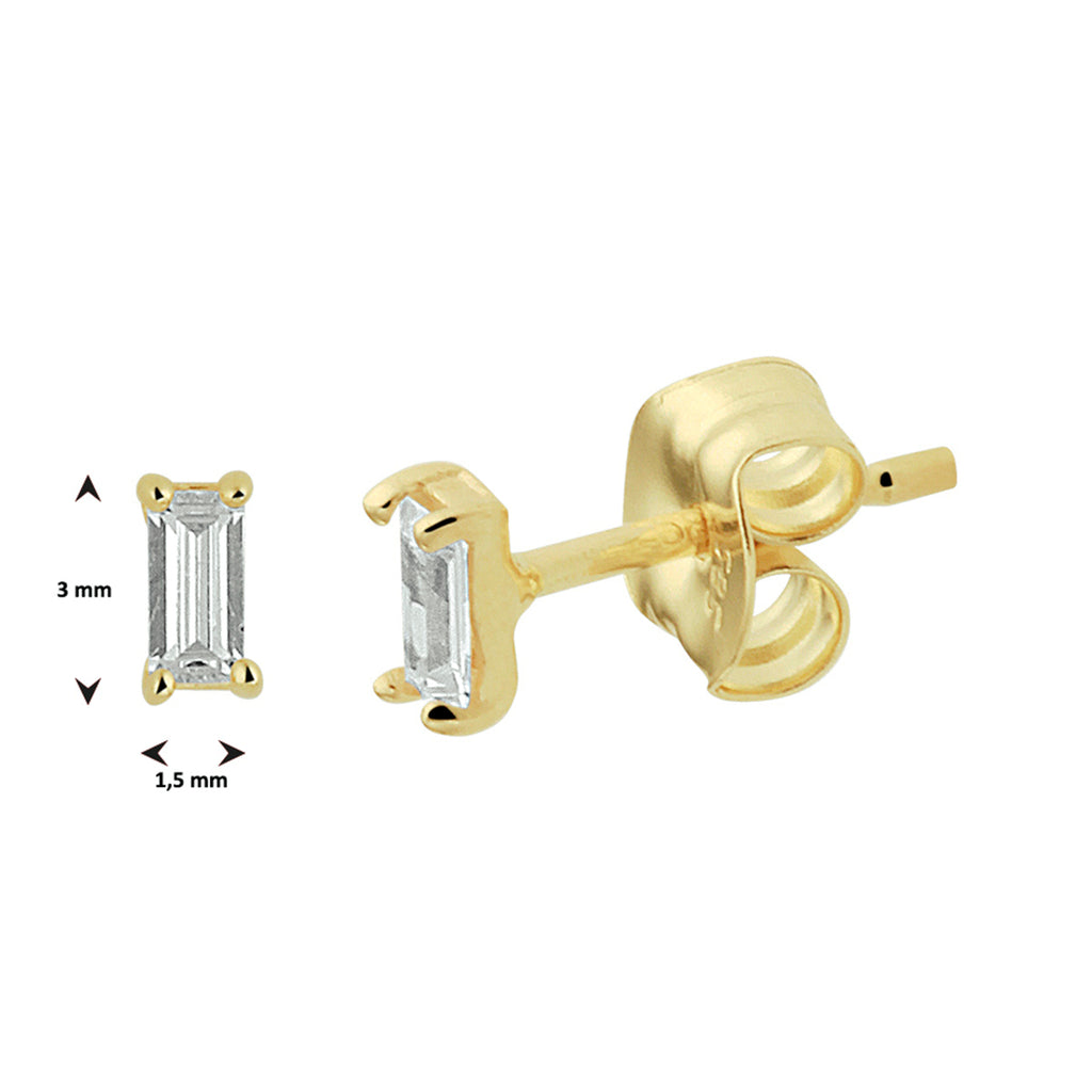 Oorknoppen zirkonia 14k geelgoud