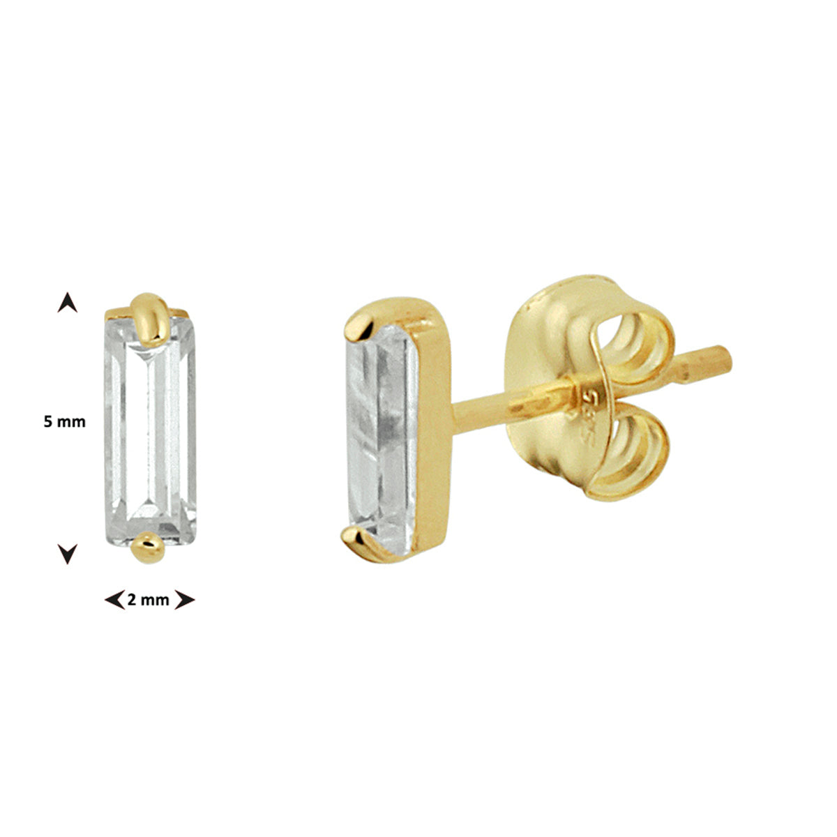 Oorknoppen zirkonia 14k geelgoud