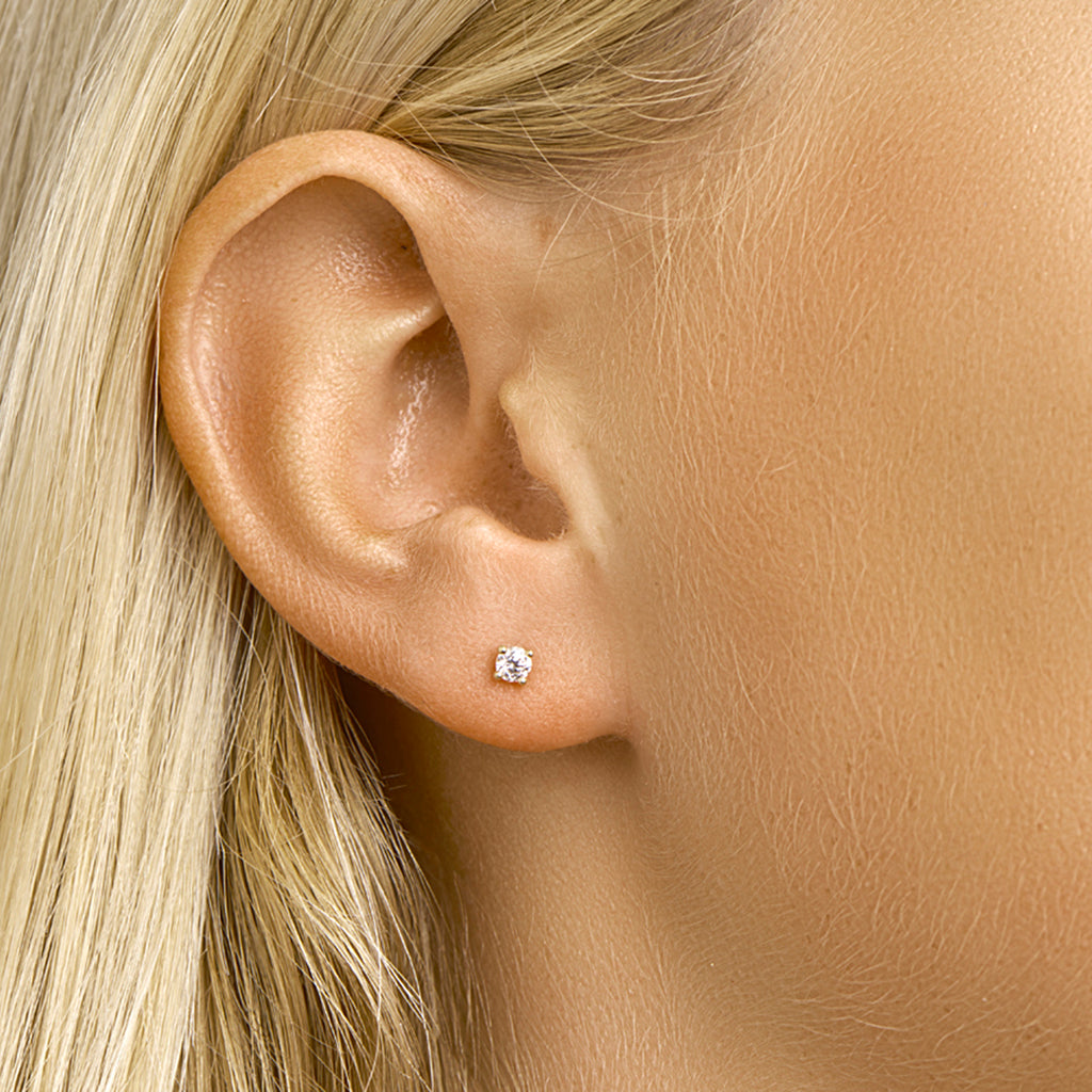 Oorknoppen zirkonia 14k geelgoud