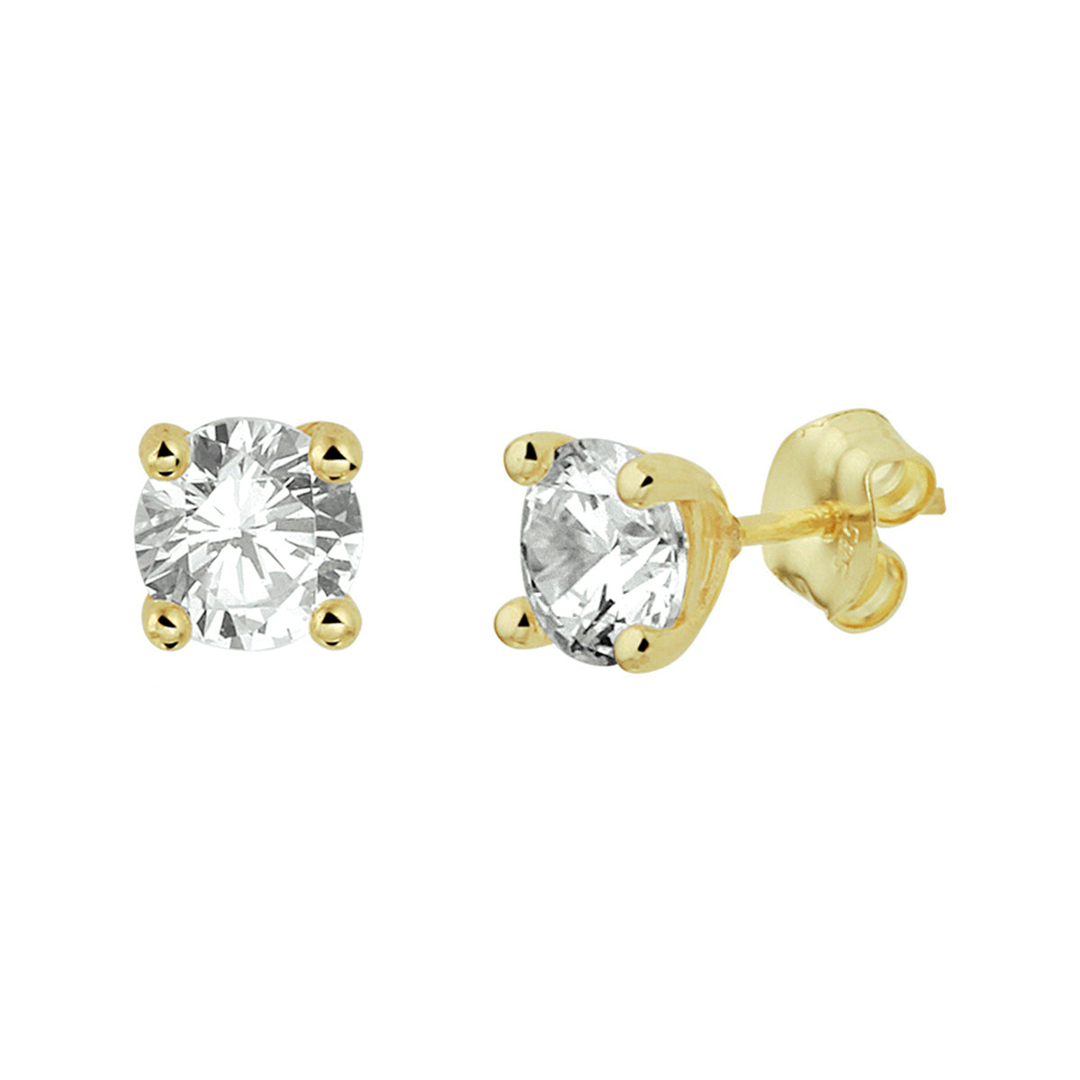 Oorknoppen zirkonia 14k geelgoud