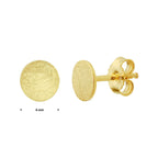 Oorknoppen rondje gescratcht 14k geelgoud
