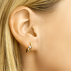 Klapoorringen zirkonia bicolor gestift 14k geelgoud