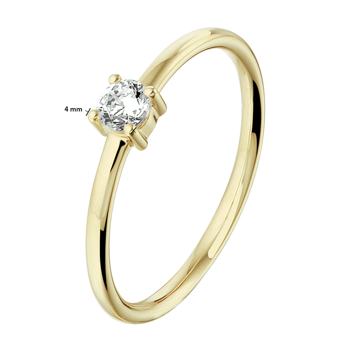Ring zirkonia 14k geelgoud