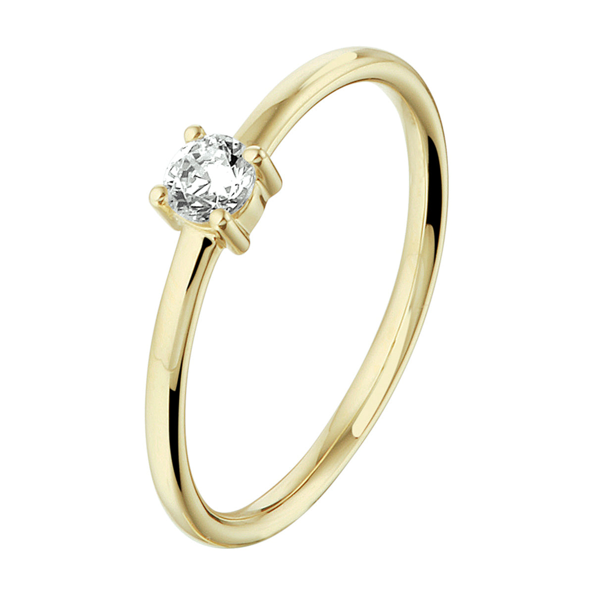 Ring zirkonia 14k geelgoud