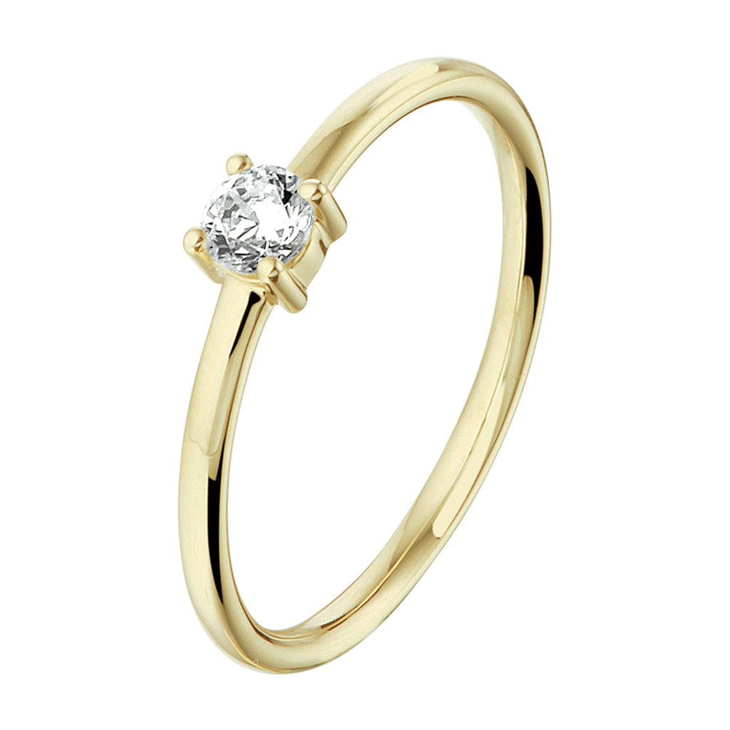 Ring zirkonia 14k geelgoud