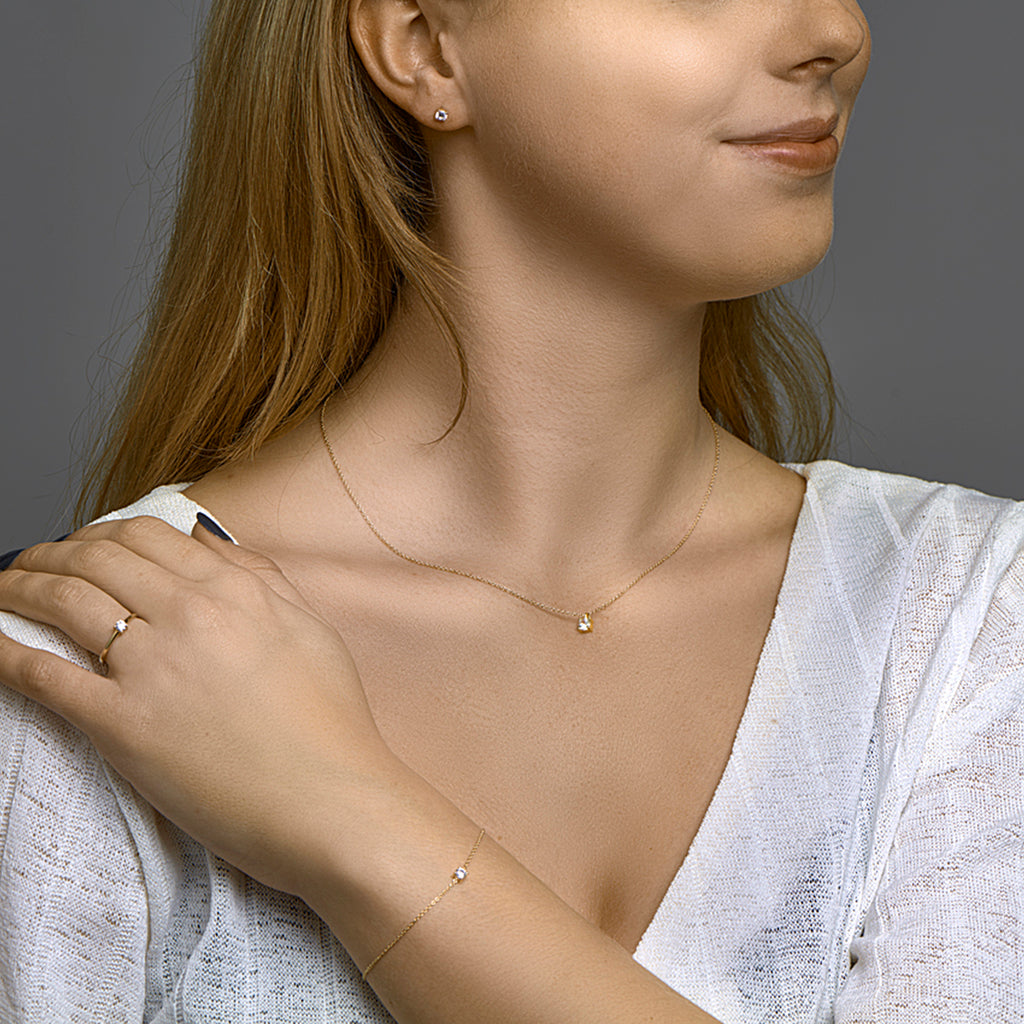 Armband zirkonia 15,5 - 17 - 18,5 cm 14k geelgoud