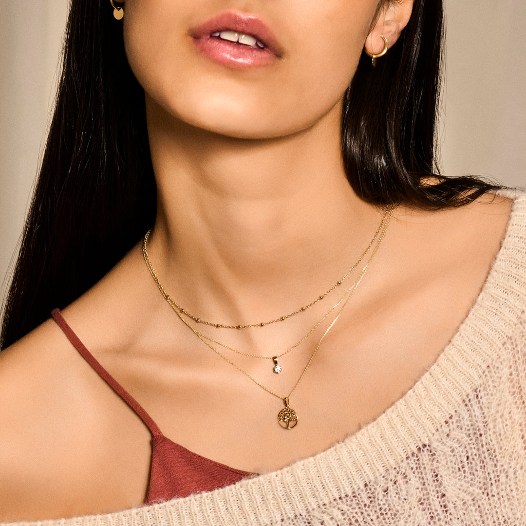 Collier zirkonia 40 - 42 - 44 cm 14k geelgoud