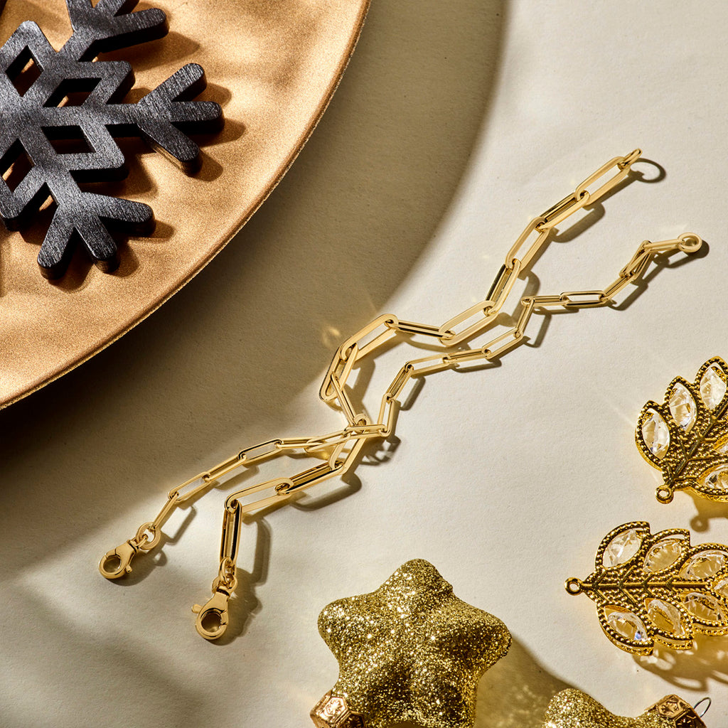 Armband paperclip vierkante buis 3,0 mm 18 cm 14k geelgoud