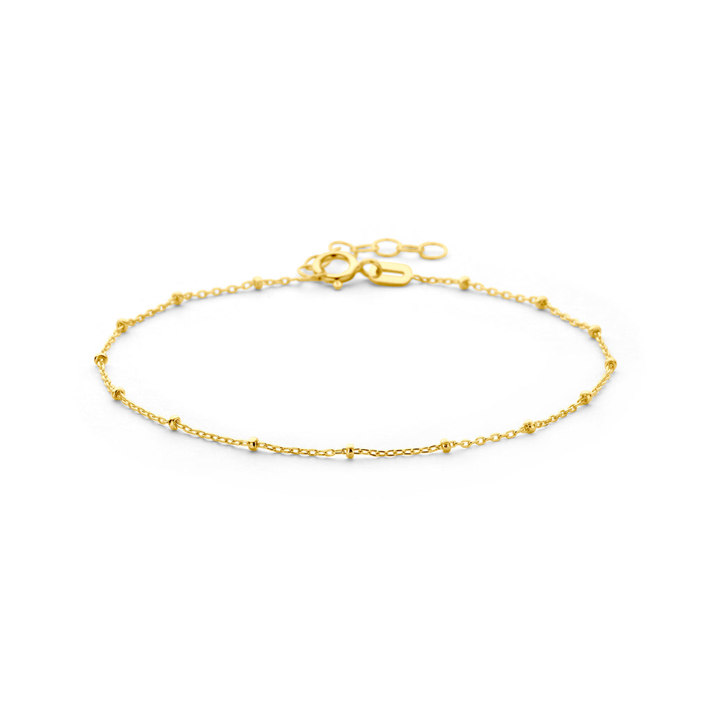 Armband bolletjes 1,3 mm 16 + 3 cm 14k geelgoud