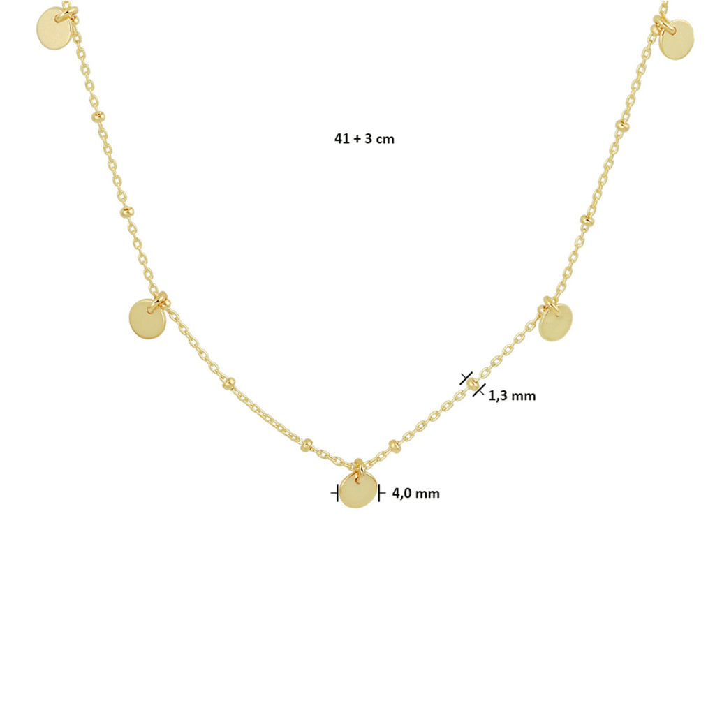 Collier rondjes 41 + 3 cm 14k geelgoud