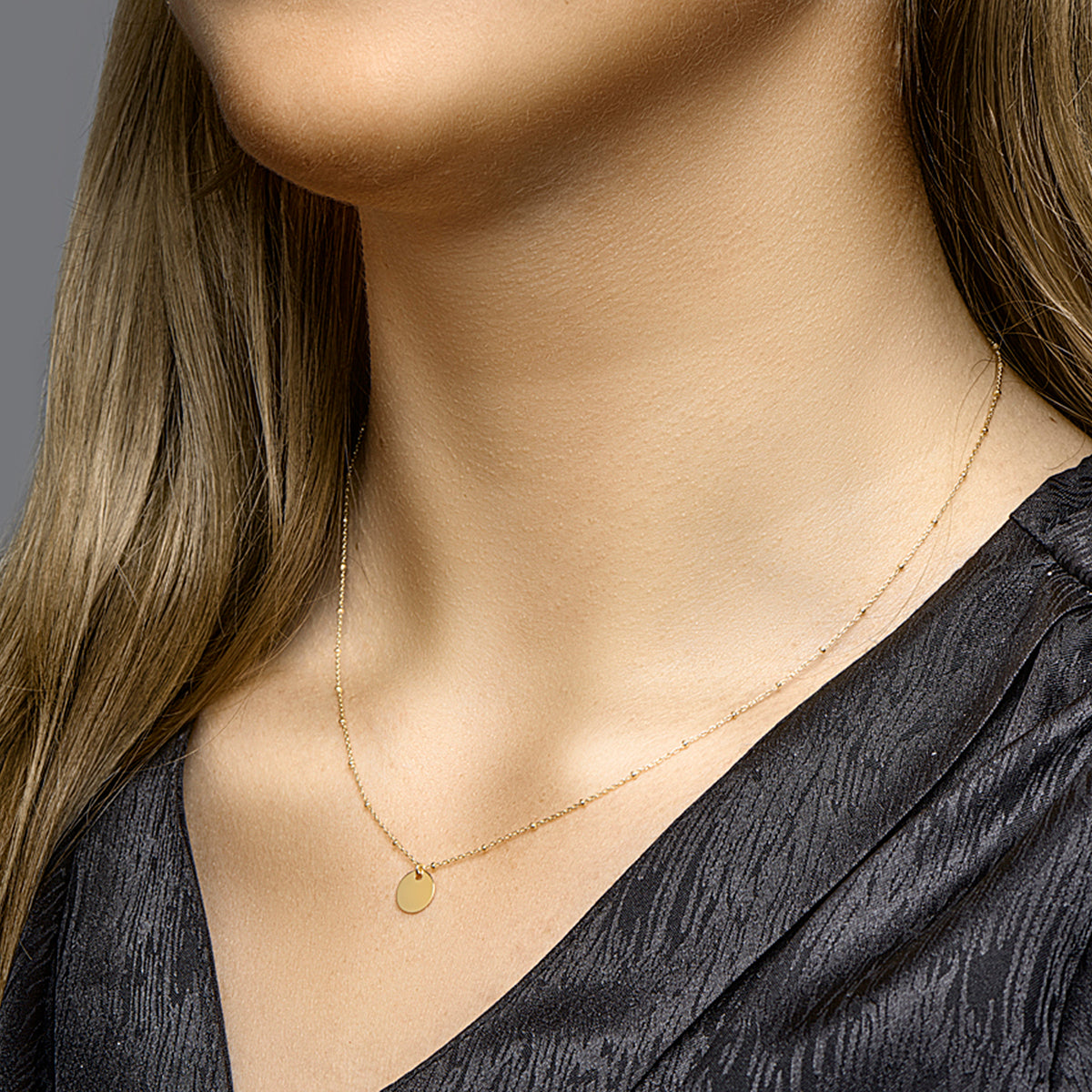 Graveercollier rondje 41 + 3 cm 14k geelgoud