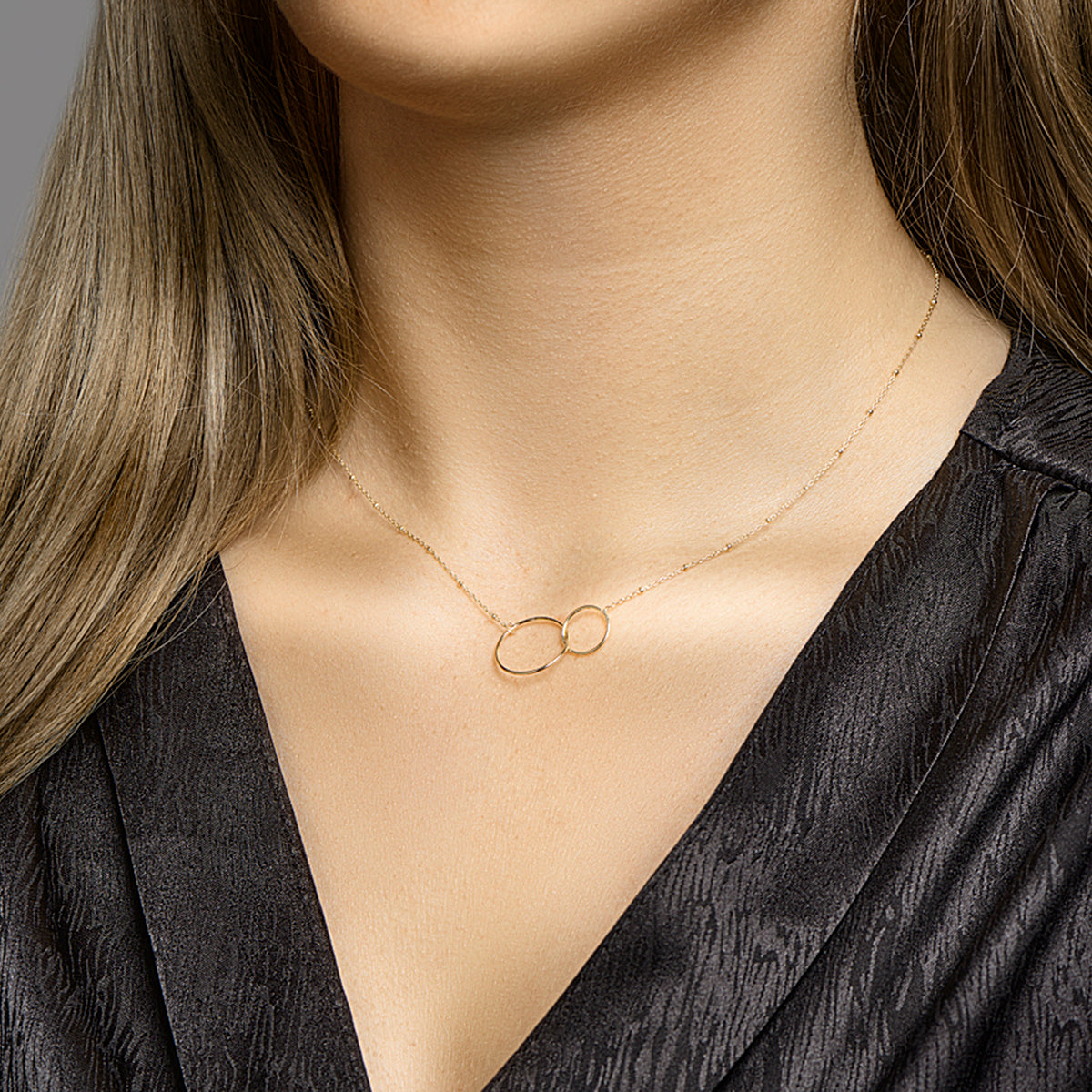 Collier rondjes 41 + 3 cm 14k geelgoud