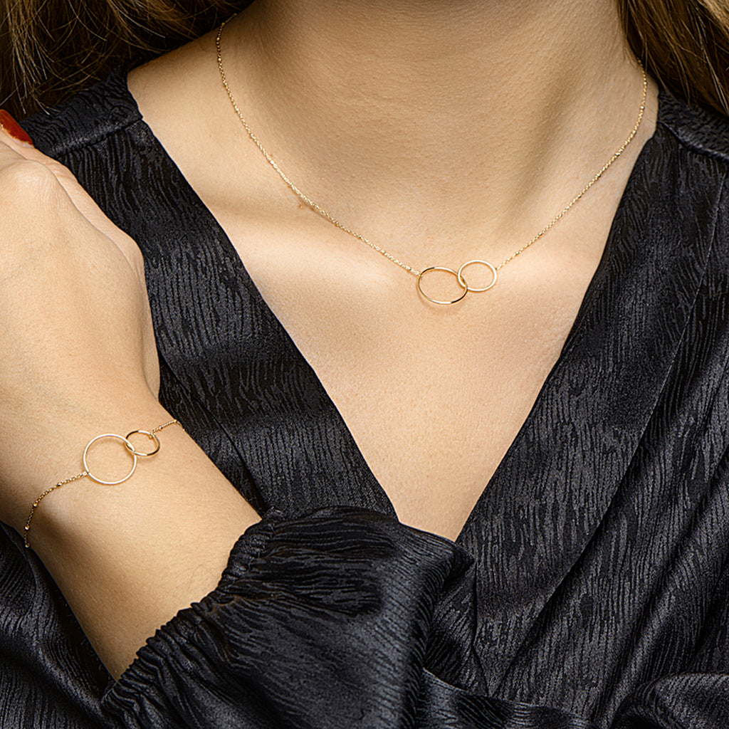 Collier rondjes 41 + 3 cm 14k geelgoud