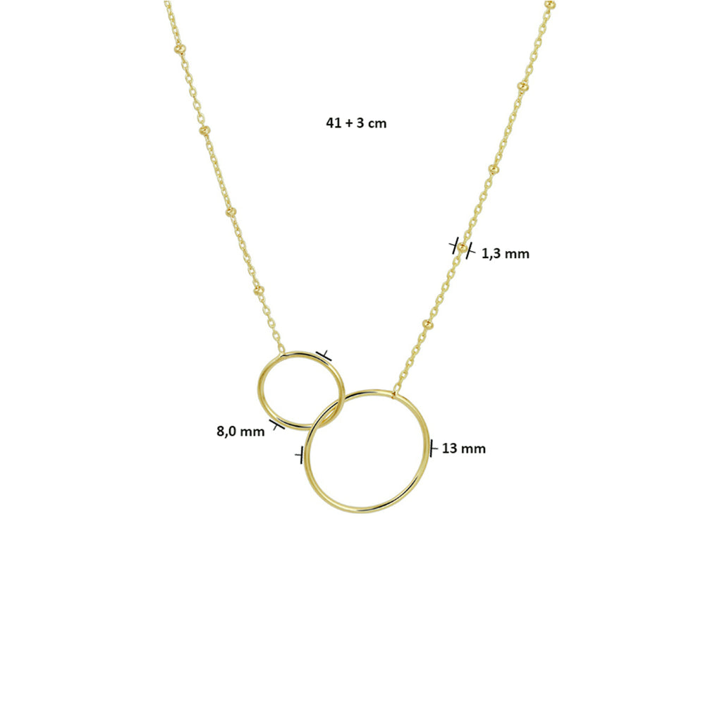 Collier rondjes 41 + 3 cm 14k geelgoud