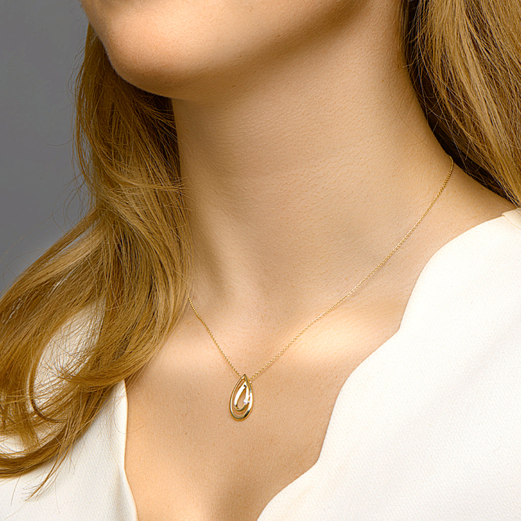 Hanger diamant 0.040ct h si 14k geelgoud