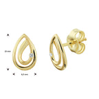 Oorknoppen druppel diamant 0.02ct (2x 0.01ct) h si 14k geelgoud