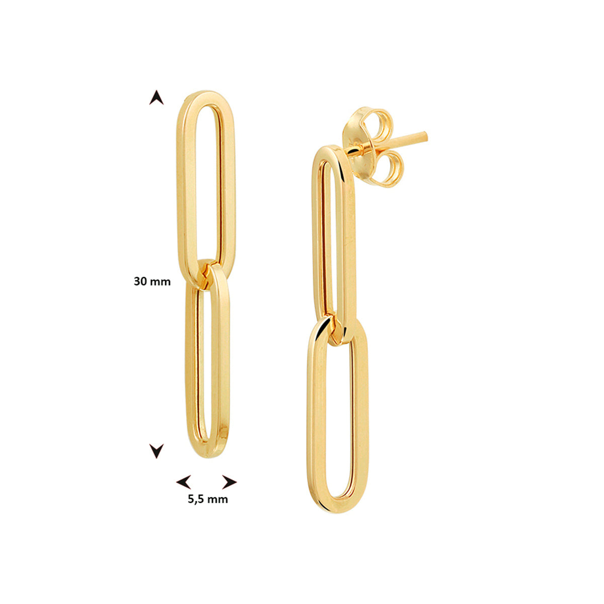Oorhangers paperclip 14k geelgoud
