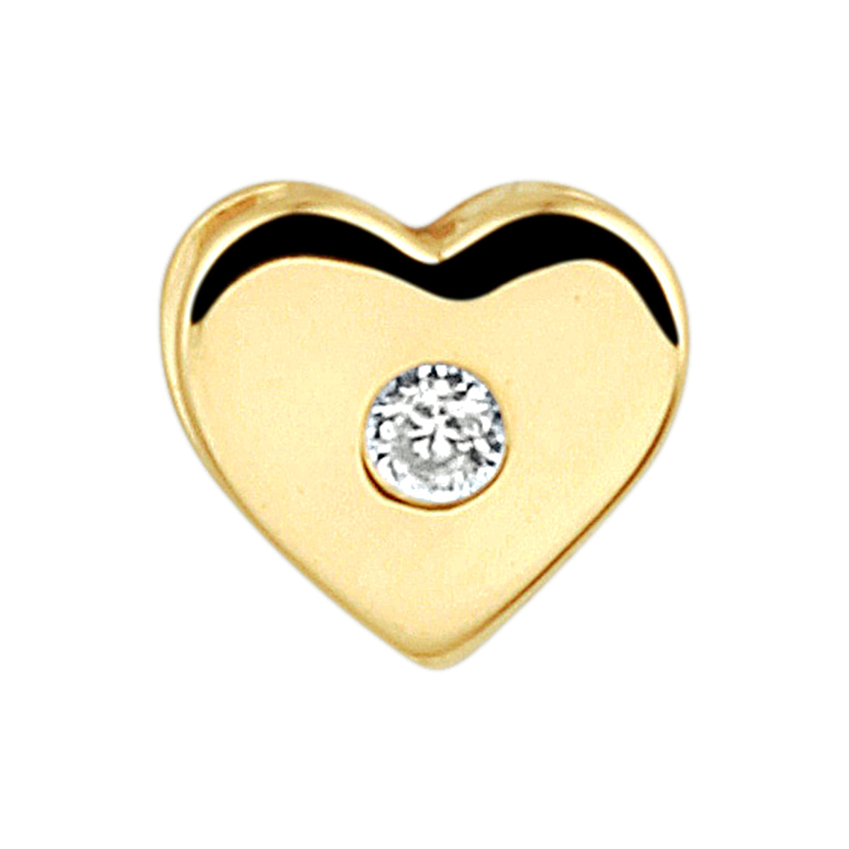 Hanger hart zirkonia 14k geelgoud