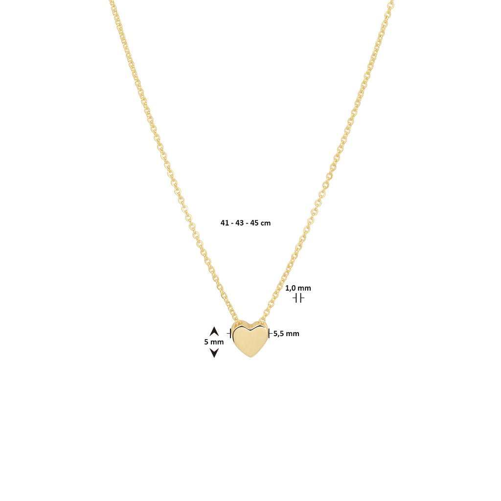 Collier hart 41 - 43 - 45 cm 14k geelgoud