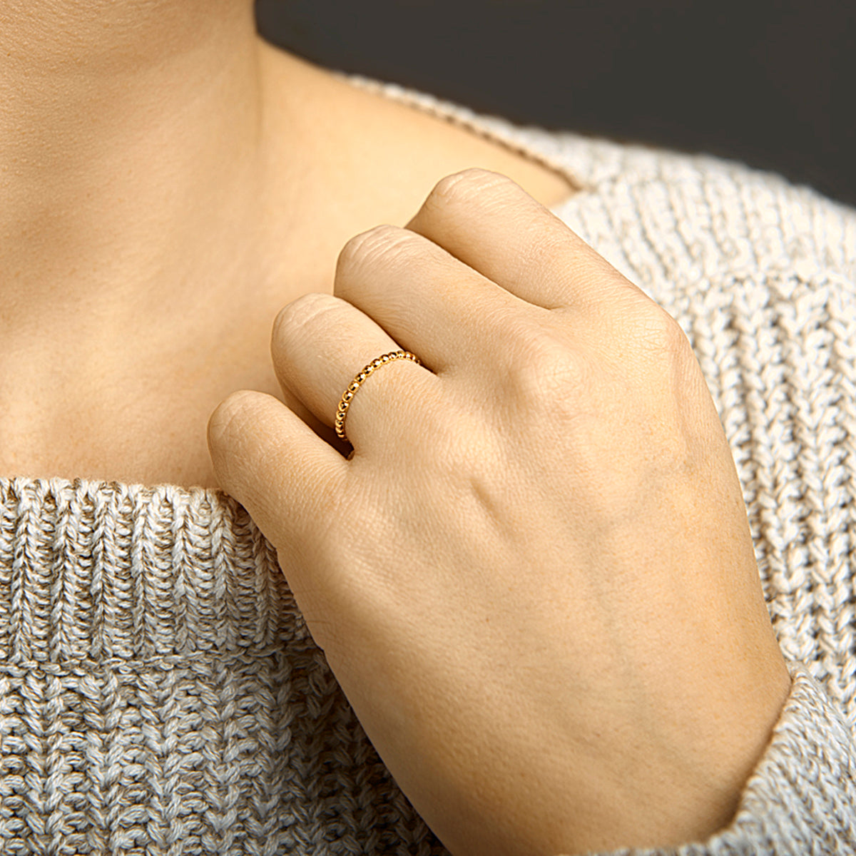 Aanschuifring bolletjes 14k geelgoud