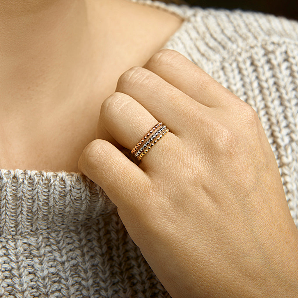 Aanschuifring bolletjes 14k geelgoud