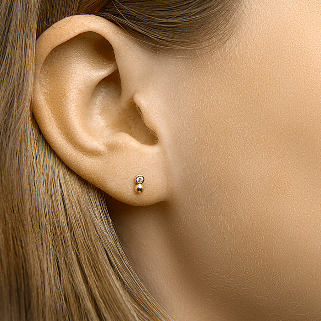 Oorknoppen zirkonia 14k geelgoud