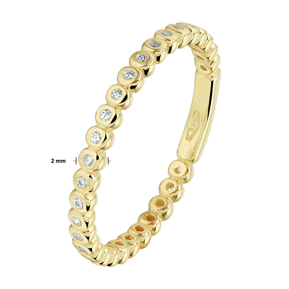 Aanschuifring zirkonia 14k geelgoud