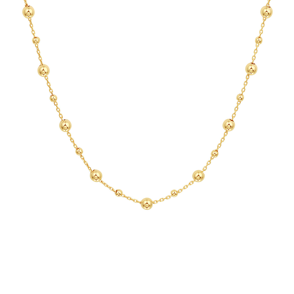 Collier bolletjes 0,8 mm 41 + 4 cm 14k geelgoud