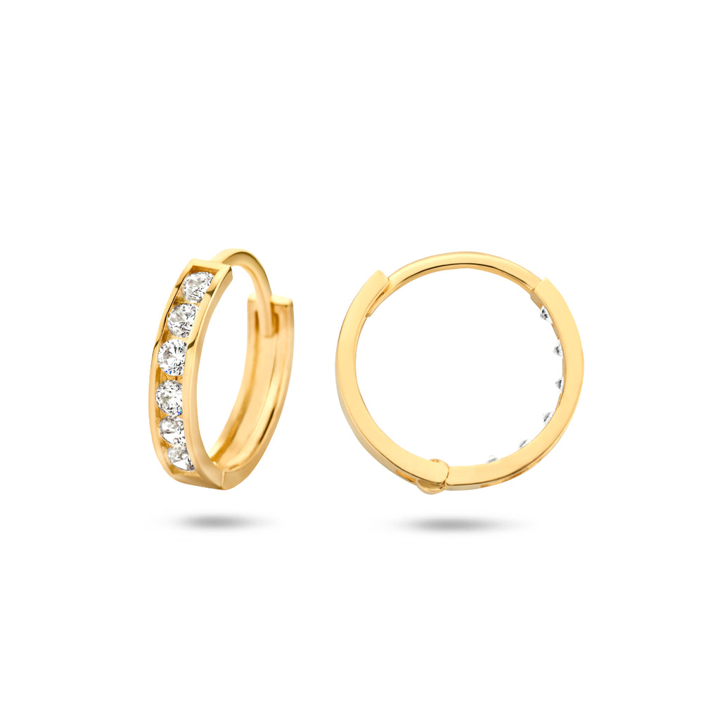 Klapoorringen zirkonia 14k geelgoud