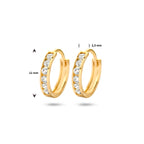 Klapoorringen zirkonia 14k geelgoud