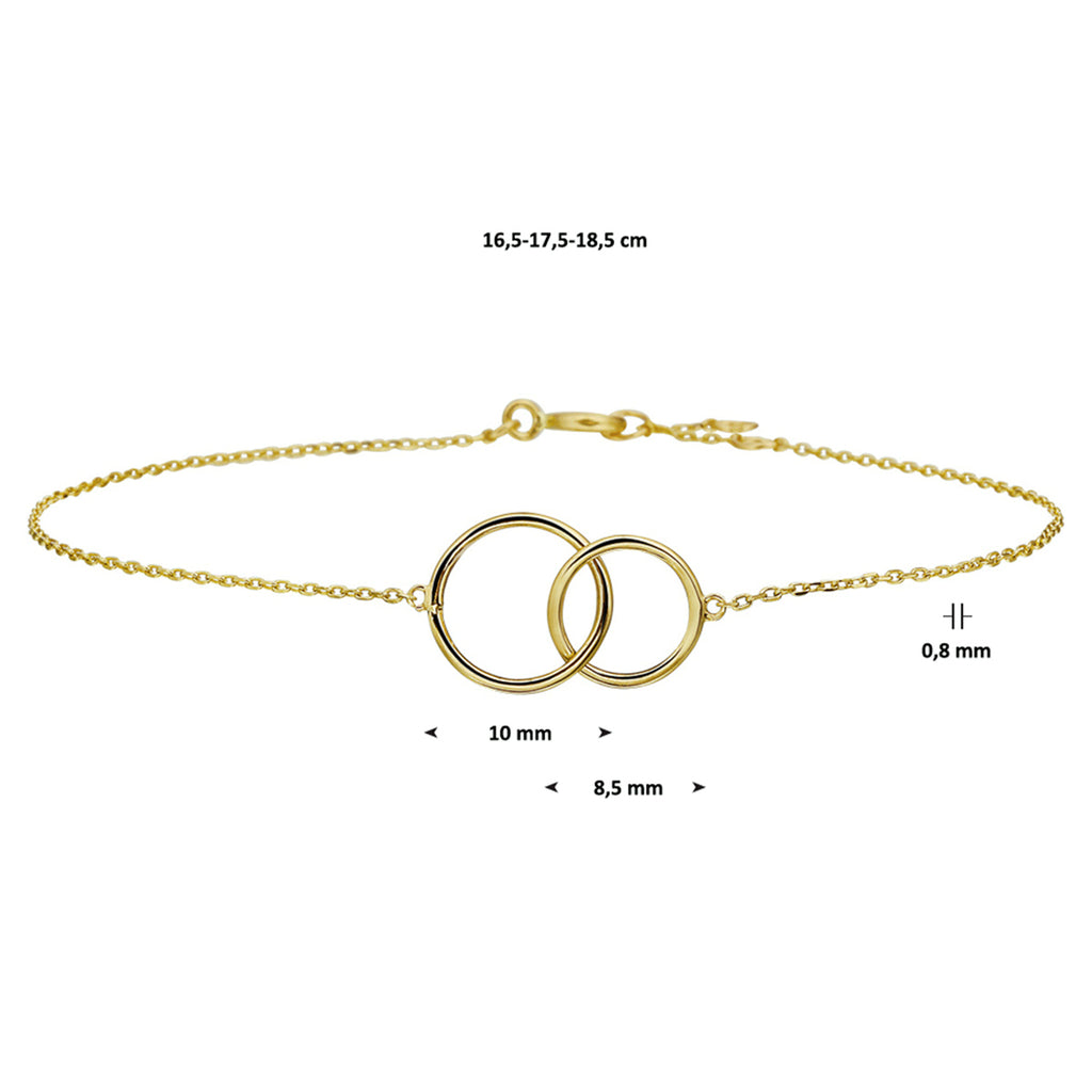 Armband rondjes 0,8 mm 16,5 - 18,5 cm 14k geelgoud