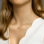 Hanger rond diamant 0.03ct h si bicolor gestift 14k geelgoud