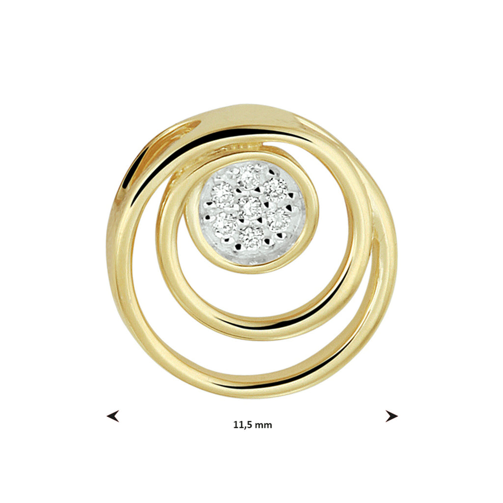 Hanger rond diamant 0.03ct h si bicolor gestift 14k geelgoud