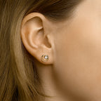 Oorknoppen rond diamant 0.03ct (2x 0.015ct) h si bicolor gestift 14k geelgoud