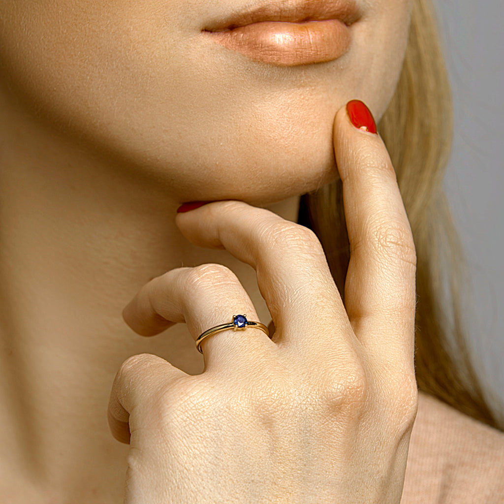 Ring saffier 14k geelgoud