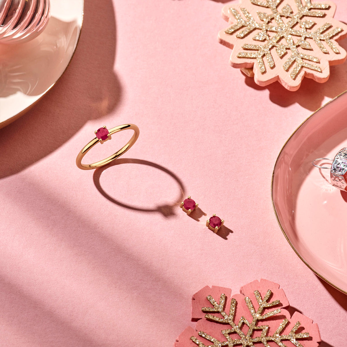 Ring robijn 14k geelgoud