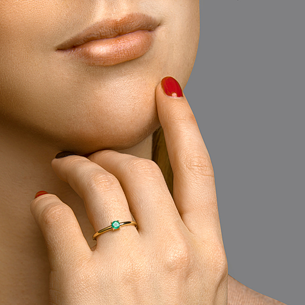 Ring smaragd 14k geelgoud