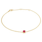 Armband robijn 15,5 - 17 - 18,5 cm 14k geelgoud