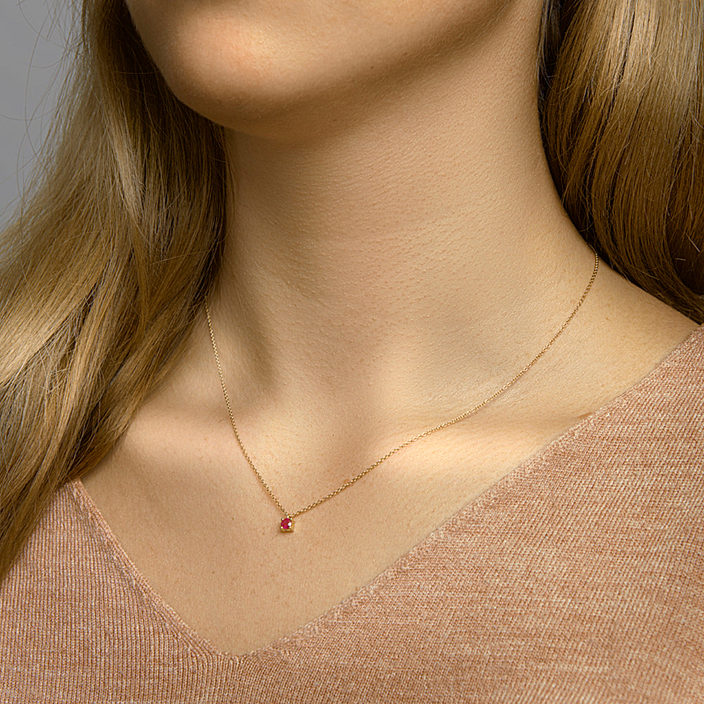 Collier robijn 40 - 42 - 44 cm 14k geelgoud