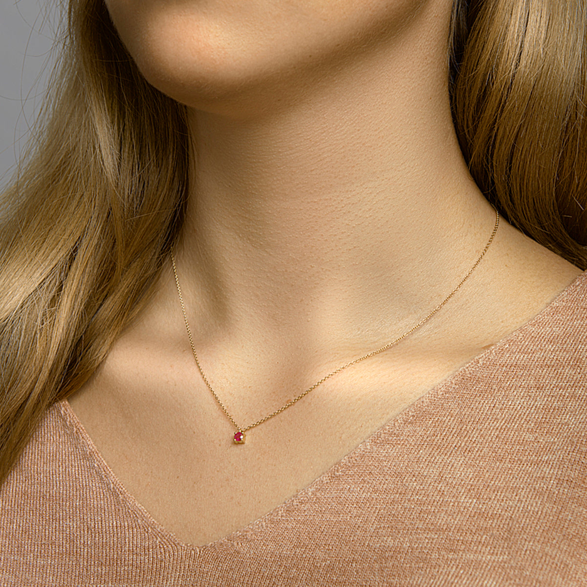Collier robijn 40 - 42 - 44 cm 14k geelgoud