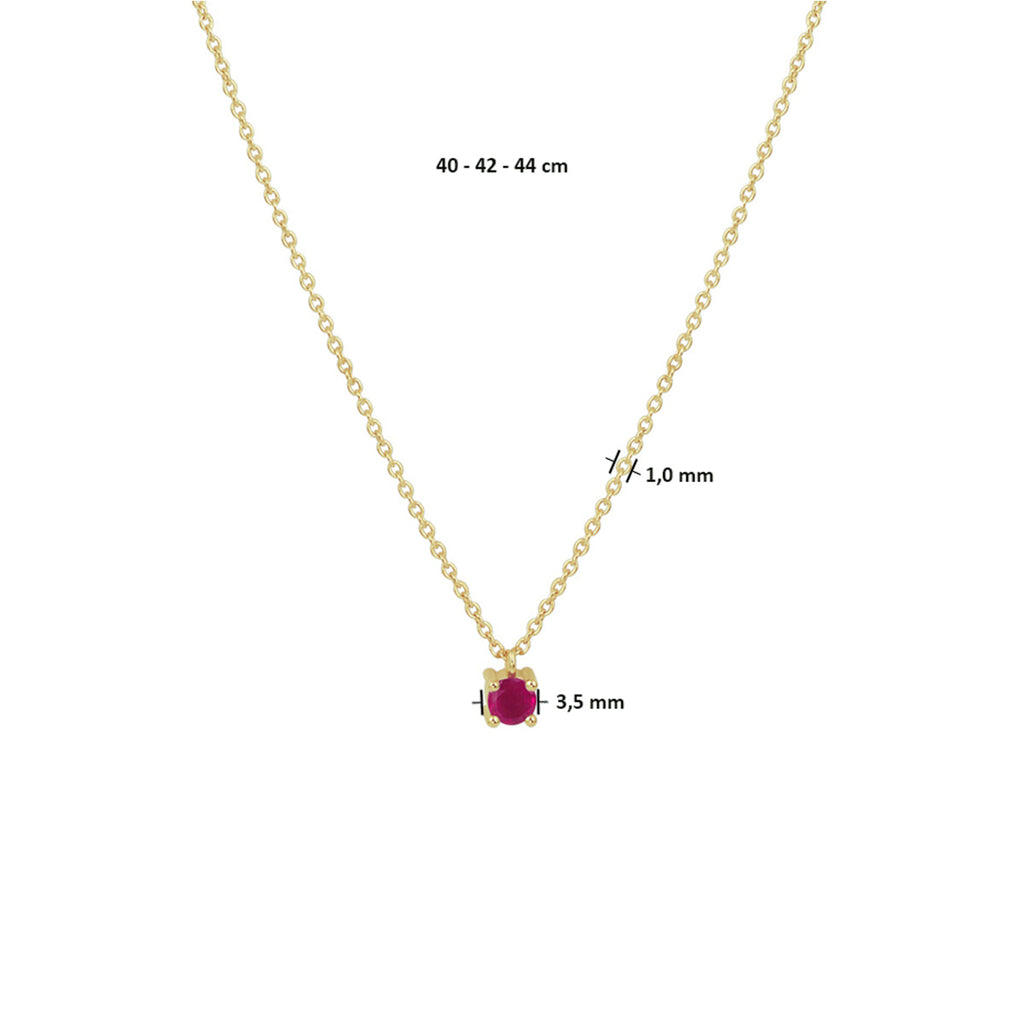 Collier robijn 40 - 42 - 44 cm 14k geelgoud