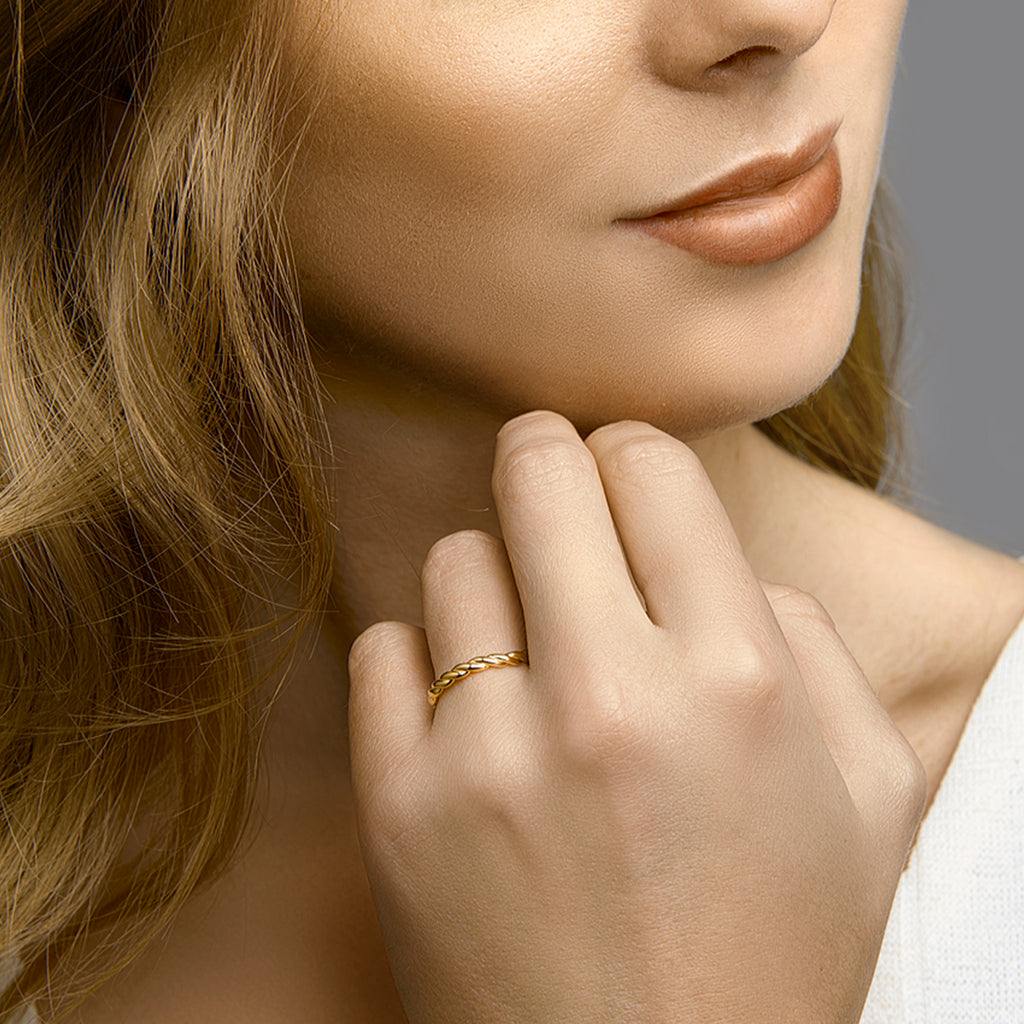 Aanschuifring gedraaid 14k geelgoud