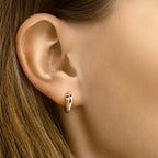 Klapoorringen bicolor gestift 14k geelgoud