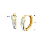 Klapoorringen bicolor gestift 14k geelgoud