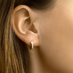 Klapoorringen bicolor gestift 14k geelgoud