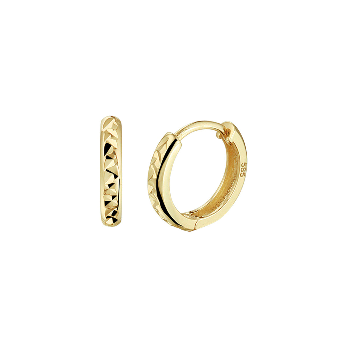 Klapoorringen gediamanteerd 14k geelgoud