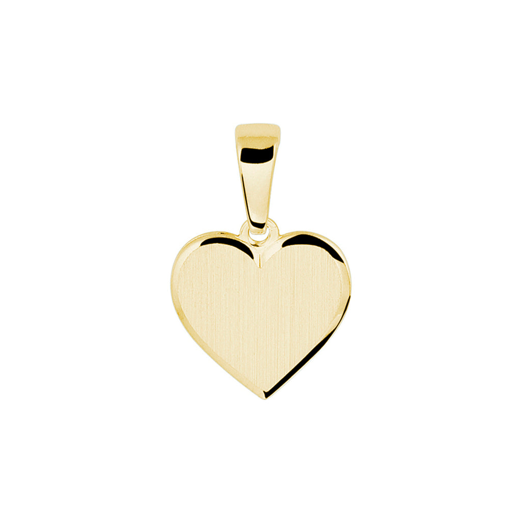 Graveerhartje poli/mat 14k geelgoud