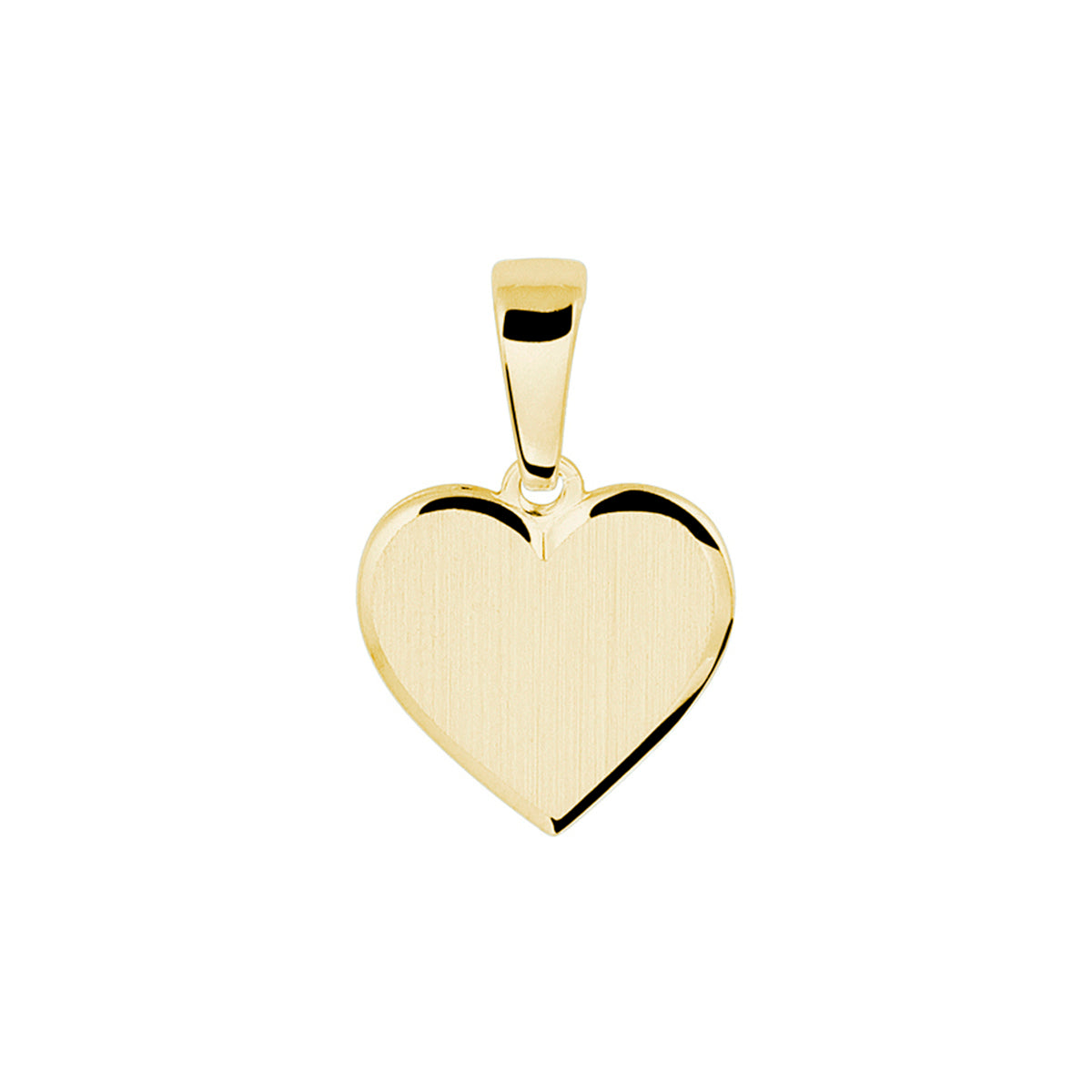 Graveerhartje poli/mat 14k geelgoud
