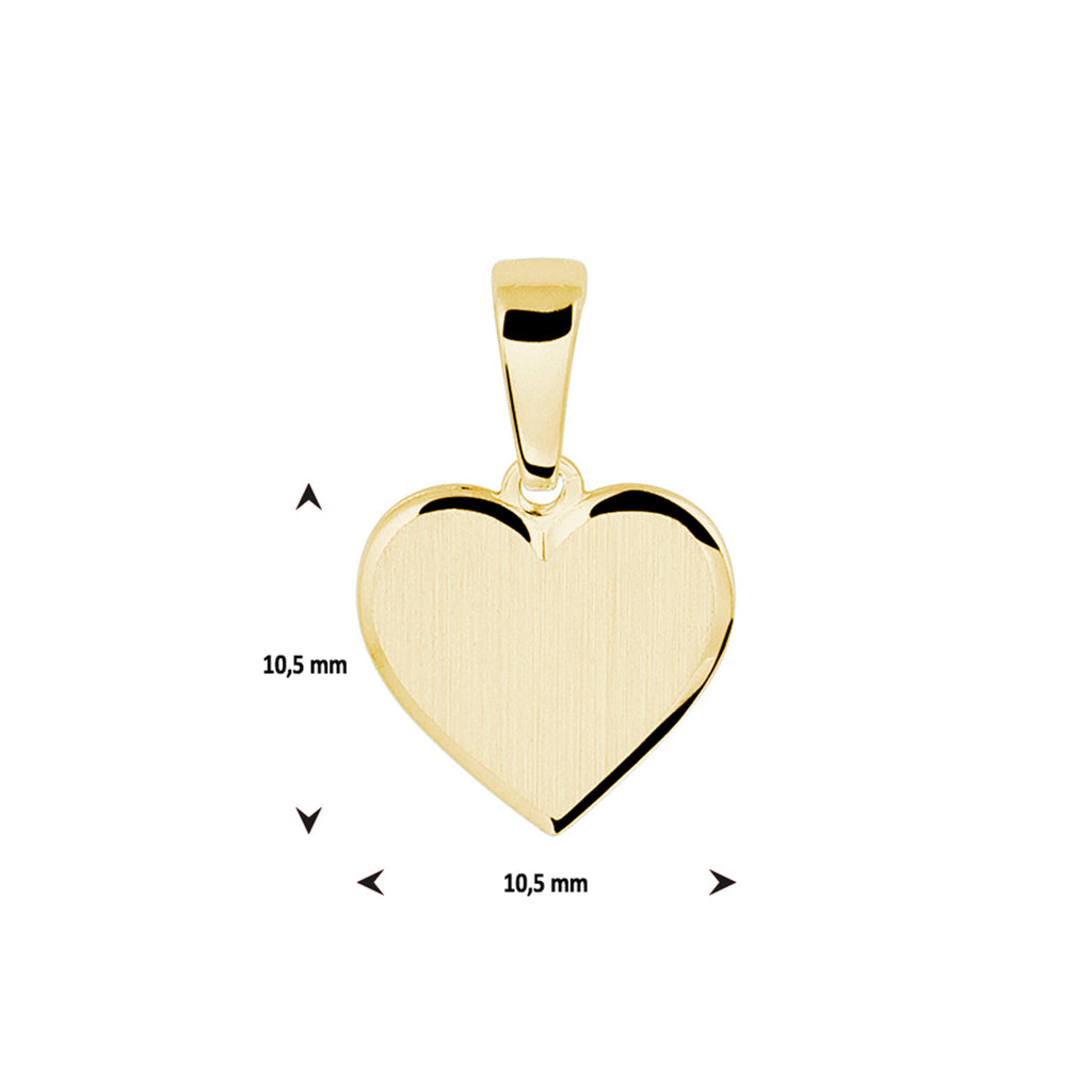 Graveerhartje poli/mat 14k geelgoud